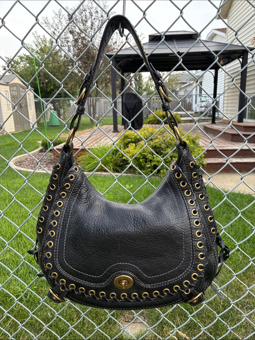 Vintage Coach Chelsea Abbey Laced Leather Flap Hobo Style #10971